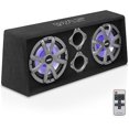 thumbnail image 1 of Pyle 10" Dual Subwoofer Box System - Slim Mount Truck & Car Audio Subwoofer Box - Rear Vented Design w/ Built-in Illuminating LED Lights, 2x500 Watts, 1 of 5