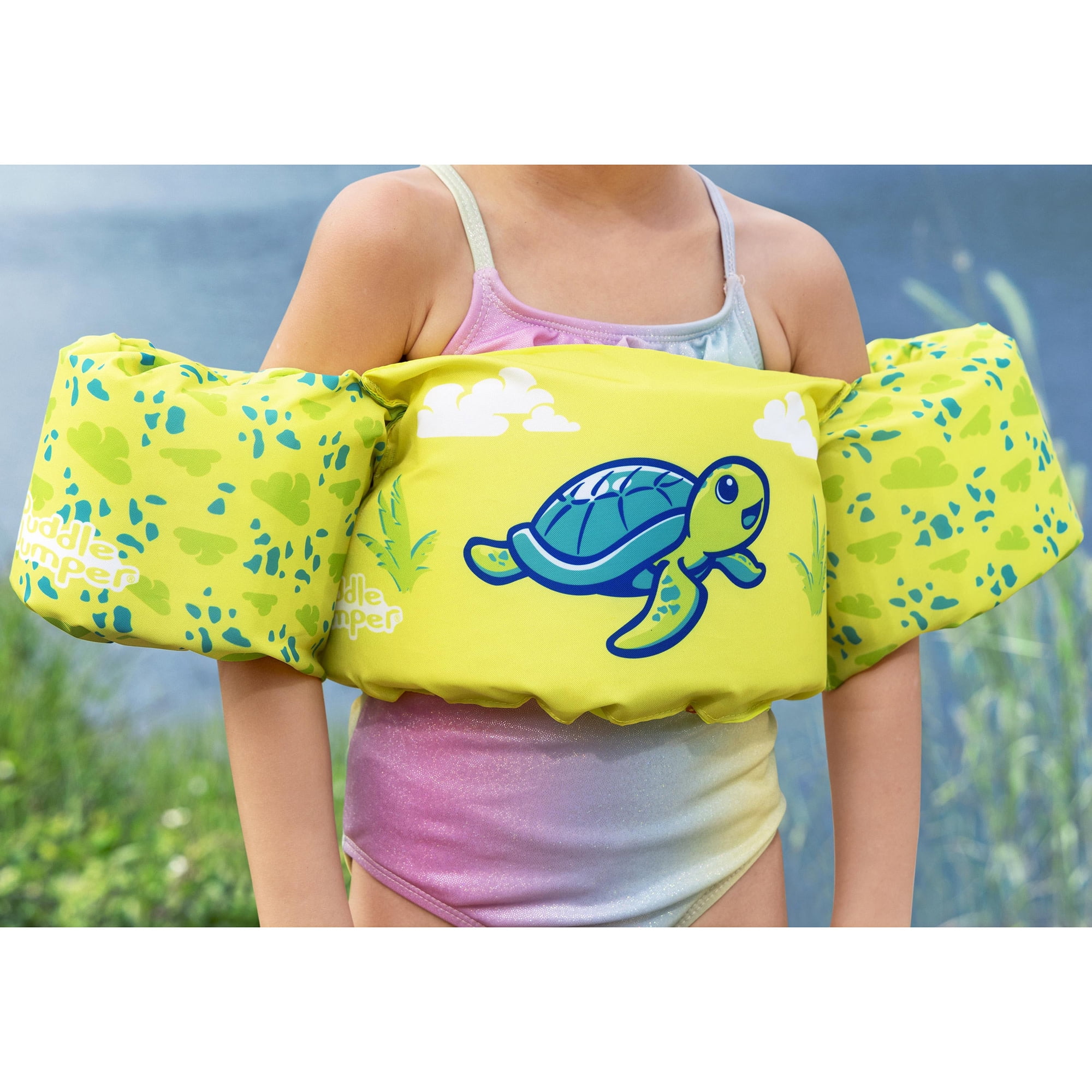 Puddle Jumper: Fabric Life Vest With Armbands - Turtle - Float Jacket, Swim & Water Accessory, Adjustable Back Buckle, 33-55lb Cap, Toddlers & Kids 2+