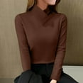 thumbnail image 2 of Womens Trendy Clothing Womens Long Sleeve Tops Casual Mock Neck Fleece Thermal Underwear Base Layer Shirts Soft Stretchy T-Shirts Tunics Tops, 2 of 6