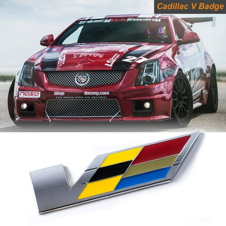 - Xotic Tech Cadillac V Emblem Decal Sticker Front Hood Rear Trunk Fender Metal Badge SLS CTS