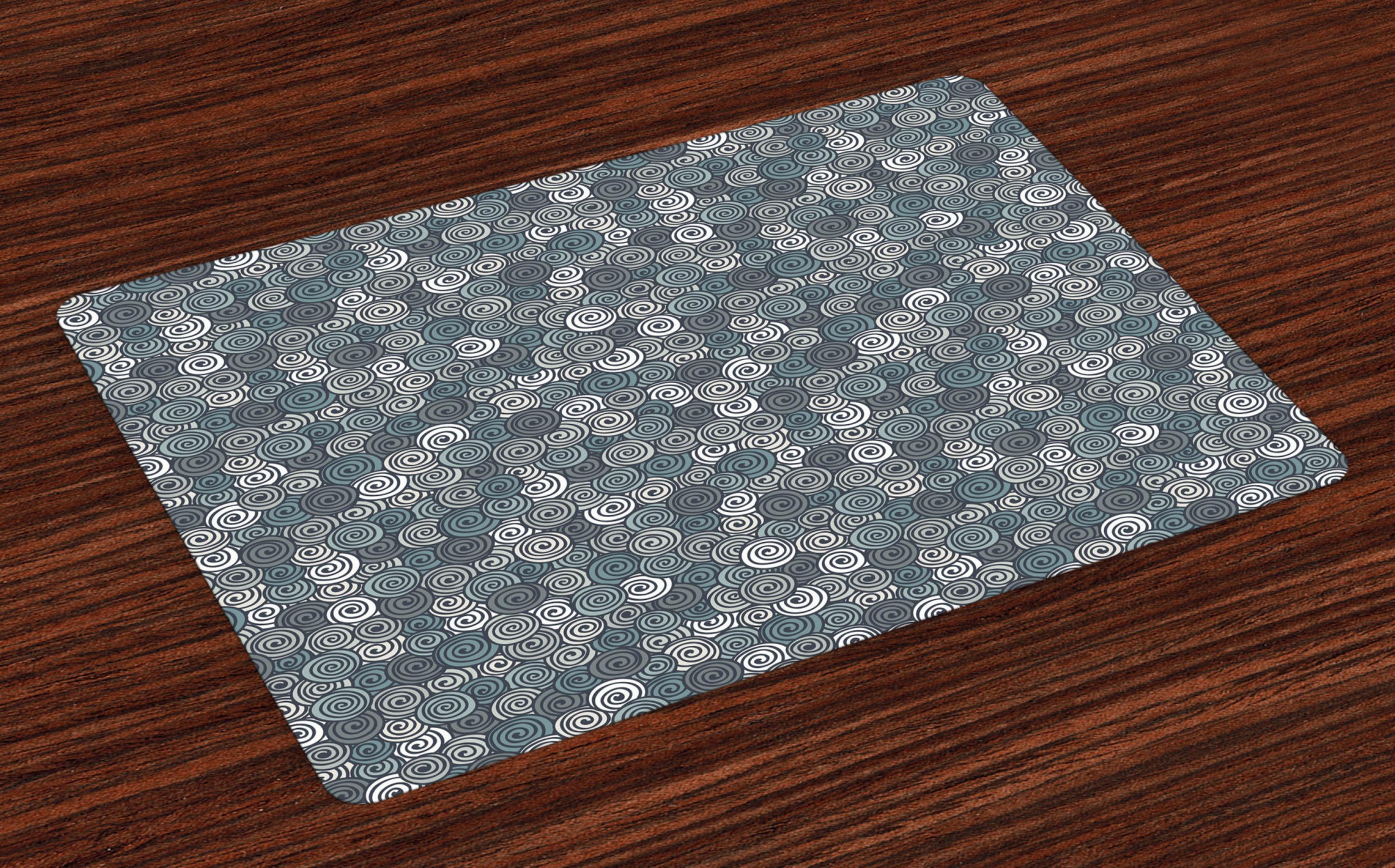 Ambesonne Geometric Place Mats Set of 4, Sketch Style Spirals, Standard ...
