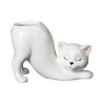 thumbnail image 2 of Cartoon Cat Flower Pot Cute Planting Pot Ceramics Porcelain Flower Vase for Garden Home Decoration Courtyard Bedroom White, 2 of 10