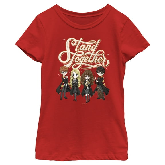 Girl's Harry Potter Stand Together Anime Friends Graphic Tee Red Small