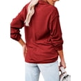 thumbnail image 4 of Qiylii Women Solid Color T shirt Lapel-neck Long Sleeve V neck Tops with Buttons, 4 of 5