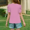 thumbnail image 3 of ZKIRBJV Girls' Tops, Tees & Blouses Size 10-12 Casual Puff Short Sleeve Tee Tops Summer Cute Crew Neck Shirts Girls Fashion Floral Plain Blouses Light pink 4-5 Years, 3 of 4