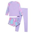 thumbnail image 4 of YONGHS Kids Girls 3 Pcs Athletic Swimsuit UPF 50+ Rash Guard Shirts with Shorts Leggings Sunsuit Purple 7-8, 4 of 7
