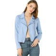 thumbnail image 1 of INSPIRE CHIC Juniors Faux Suede Long Sleeve Zip Up Moto Biker Jacket, 1 of 6