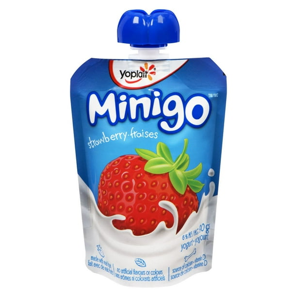 Yogourt à saveur de fraises en pochette Minigo de Yoplait