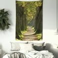 thumbnail image 3 of Tree Tapestry, Alley With Oak Trees Forest Natural Rural Scenic Perspective Picture, Wall Hanging for Bedroom Living Room Dorm Decor, 60W X 80L Inches, Green Dark Green Pale Brown, by Ambesonne, 3 of 5
