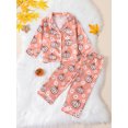 thumbnail image 2 of Cjfdfy Toddler Baby Girl Halloween Thanksgiving Silk Stain Pajamas Set Girls PJS Set Sleepwear Fall Winter Clothes Pumpkin Print Long Sleeve Button Down Shirt with Long Pants Set Loungewear 1-4Y, 2 of 9