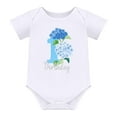thumbnail image 2 of FYMNSI Baby Girl First Birthday Outfit Flower Theme Cotton Short Sleeve Romper Tutu Tulle Skirt Crown Headband 3pcs Set 1Y Blue, 2 of 9