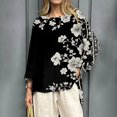 thumbnail image 3 of WZXFASHION T-Shirts Décontractés à Manches 3/4 pour Femmes, Col Rond, Coton, 50 % de Réduction, Liquidation, 3 of 5