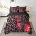 thumbnail image 2 of Manfei Gradient Red Butterfly 7pcs Bedding Comforter Set for Teens Children Female,Leopard Print Queen Bedding Sets Super Cozy,Bling Glitter Queen Sheet Sets,Luxury Bedroom Decor,Reversible, 2 of 8