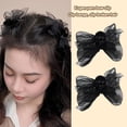 thumbnail image 6 of 2pcs Black Matte Bowknot Mesh Hair Clip Girl Small Hairpin Bobby Pin for Gi, 6 of 9