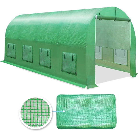 YardGrow Greenhouse Replacement Cover Larger Walk in Outdoor Plant Gardening Greenhouse, Cover ONLY, Frame Does NOT Included (16x7x7 FT)