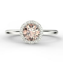Fairy Minimalist 1.25 Carat Round Cut Morganite And Diamond Moissanite Engagement Ring, Classic Halo Wedding Ring in 10k Solid White Gold, Gift For Her, Promise Ring, Anniversary Gift