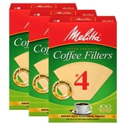 Melitta #4 Natural Brown Cone Coffee Filters, 300 ct (3 Packs of 100)