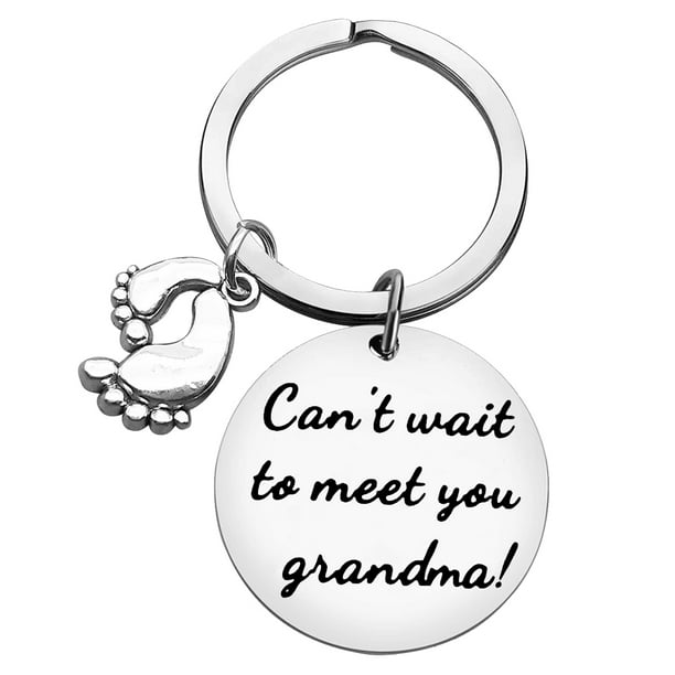Grandma to Be Gift Pregnancy Announcement Keychain Can't Wait to Meet