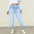 thumbnail image 5 of uublik Pants Leggings for Women High Waisted Jeggings Pants Stretchy Skinny Pants Leggings Denim Pants, Light Blue, 5 of 6