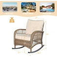 thumbnail image 2 of W WARMHOL Outdoor Wicker Rocking Chair with Thickened Cushions, All-Weather Rattan Patio Rocking Chairs, Rocker Wicker Chair for Porch Garden & Backyard, Beige, 2 of 14