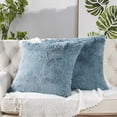 thumbnail image 4 of Home Soft Things Luxury Shaggy Faux Fur Throw Pillow Cases, Ultra Soft Plush Pillow Covers Fluffy Decorative Cushion Covers, No Pillow Insert, Set of 2, Silver Blue, 26x26 Inch, 4 of 6