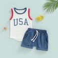 thumbnail image 4 of Douhoow Infant Boy Independence Day Outfits Sleeveless T Shirts Solid Shorts Summer Set, 4 of 8