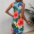 thumbnail image 4 of Summer Dresses for Women 2026 Beach Loose Casual A Line Dress Sleeveless V-Neck Sundress with Pockets Tropical Hawaiian Printed Royal Blue XL, 4 of 4
