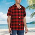 thumbnail image 6 of Red Black Check Plaid Men'S 3d Print Casual Button Down Shirts, Novelty Hawaiian Short Sleeves S, 6 of 8