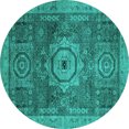 thumbnail image 1 of Ahgly Company Machine Washable Indoor Round Abstract Turquoise Blue Modern Area Rugs, 7' Round, 1 of 4