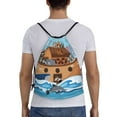 thumbnail image 2 of Kdxio Animals on Noah's Ark Print Drawstring Backpack Bag,Waterproof Draw String Back Sack, Gym Drawstring Bags Swim Bag For Unisex, 2 of 9