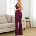 thumbnail image 4 of Women's Halter V Neck Backless Flare Leg Jumpsuit Sexy Bodycon One Piece Outfit, 4 of 6