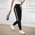 thumbnail image 4 of MLDRA Womens Sweatpants Joggers with Pockets Bottom Track Lounge Pant Lady Athletic Gym Lounge Pants Side Stripe for Workout Running Black, 4 of 8