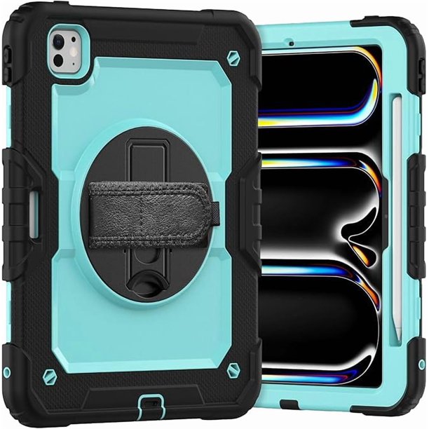 Funda Protectora para IPad Pro de 11 Pulgadas (M4) 5ª Generación 2024 con Soporte Giratorio de 360 ° (Azul Claropc)