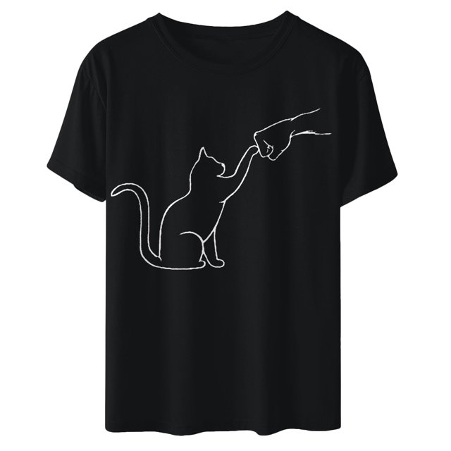 Tops Para Mujer Elegantes Blusas Casuales Camisas de Moda Sueltas Cuello Redondo Animal Lindo Estampado Camiseta de Manga Corta Odeerbi ODB167126