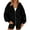 Black, variant on Women's Y2K Faux Suede Zip-Up Hoodie - Oversized Long Sleeve Casual Winter Sweatshirt, Warm Pockets Track Jacket for Fall & Spring