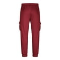 thumbnail image 5 of Mifsaly Cargo Joggers Men with 4 Pockets Drawstring Straight Leg Sweatpants Cozy Casual Baggy Pants Soild Color Going Out Long Trousers Fashion Streetwear Wine XL, 5 of 8