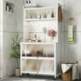thumbnail image 4 of Costway 5 Tier Kitchen Bakers Rack Flip Door Cabinets Pegboard & Hooks White, 4 of 10