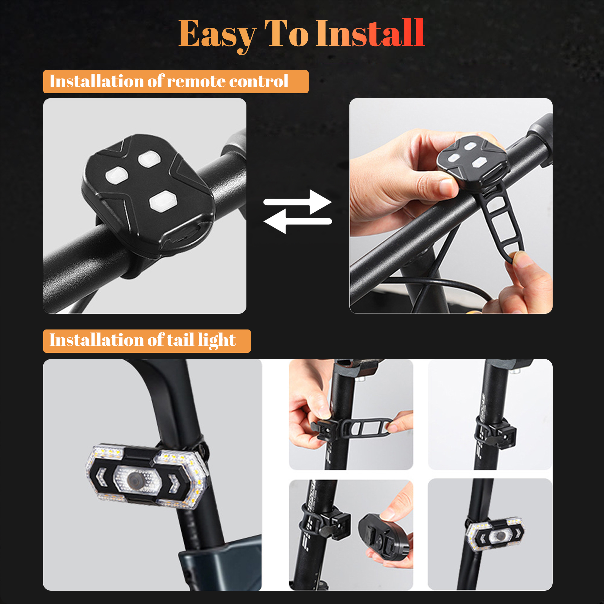BUSATIA Bike Tail Light with Wireless Remote Turn Signals photo 7