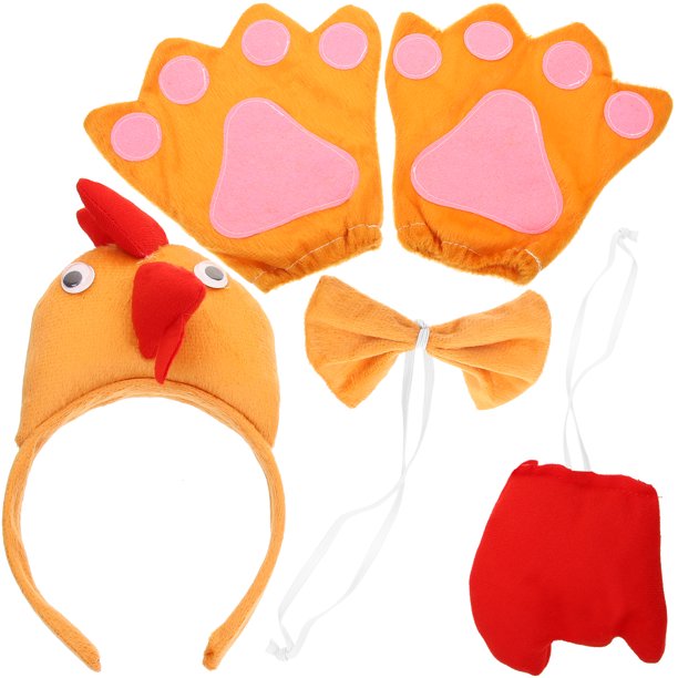 FELTECHELECTR 1 juego de diadema de pollo, pollo de Pascua, cosplay, pajarita, cola, disfraz, recuerdo de fiesta