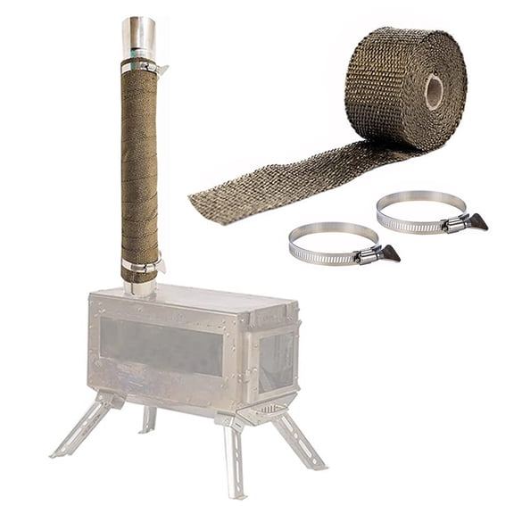 Bobasndm Fireproof Pipe Wrap Anti Scalding Chimney Ribbon Stove Flue Protector with 2 Clamps