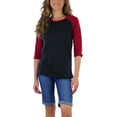 thumbnail image 4 of ToBeInStyle Women's Classic Two Color Cotton Baseball T-Shirts, 4 of 6