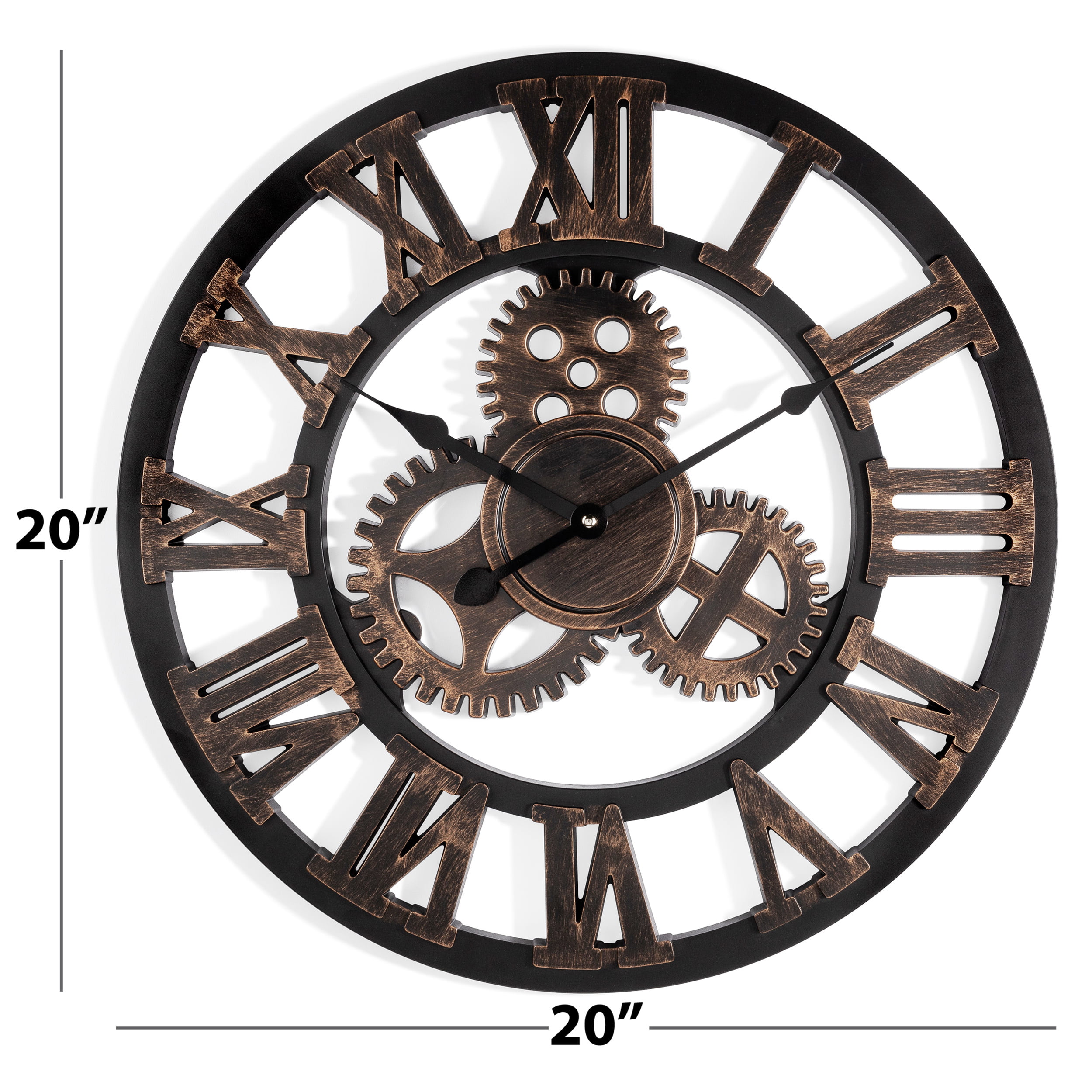 3D Iron Classic Large Metal Wrought Iron Wall Clock Roman Numerals Clock 