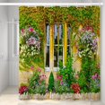 thumbnail image 3 of Spring Floral Wall Shower Curtain Country Town Green Ivy Leaves Blossom Flowers Italy Landscape Shower Curtain for Bathroom Decor Waterproof Fabric Set with Hooks, 72x84 Inch, 3 of 6