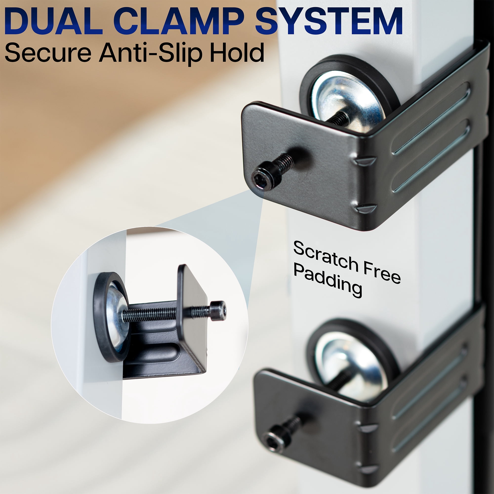 VIVO Steel Adjustable Clamp-on Desk Leg PC Mount, Computer Case CPU Holder
