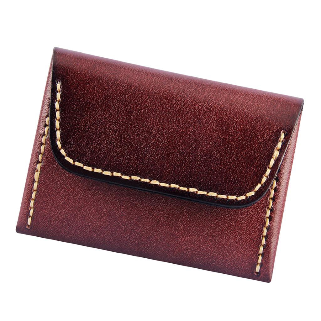 Women's Men's Coffee Genuine Leather Coin Purse Zipper Around Wallet Card Holder 