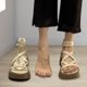 thumbnail image 1 of Sandalias de moda Yinane PU con cremallera en la espalda beige 35, 1 of 8