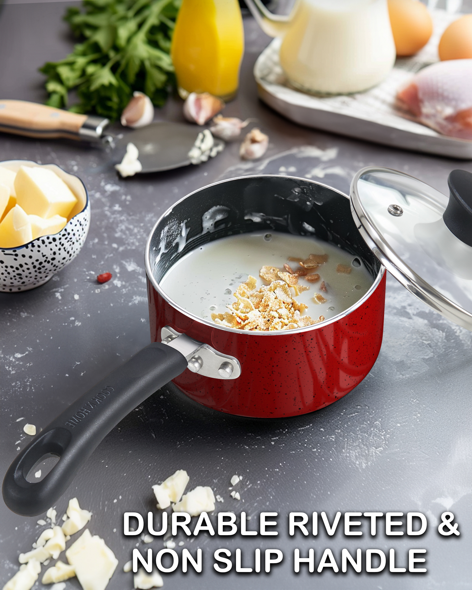 Cook N Home 1 Quart Nonstick Saucepan with Glass Lid photo 3