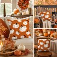 thumbnail image 5 of Fall Pumpkin Pillow Covers, Thanksgiving Decorative Pillow Case with Hidden Zipper Polyester Fabric, Autumn Harvest Home Decor for Sofa Couch Bed Bedroom, 17.7 x 17.7 Inch, 5 of 7