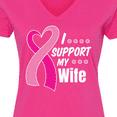 thumbnail image 4 of Inktastic Breast Cancer Awareness I Support My Wife with Pink Ribbon Women's V-Neck T-Shirt, 4 of 5