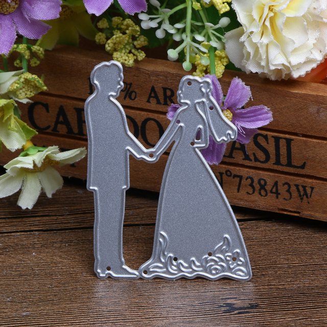 Cuadros Decorativos Troqueles de corte de boda de novio de novia de Metal plantillas para álbum de recortes DIY